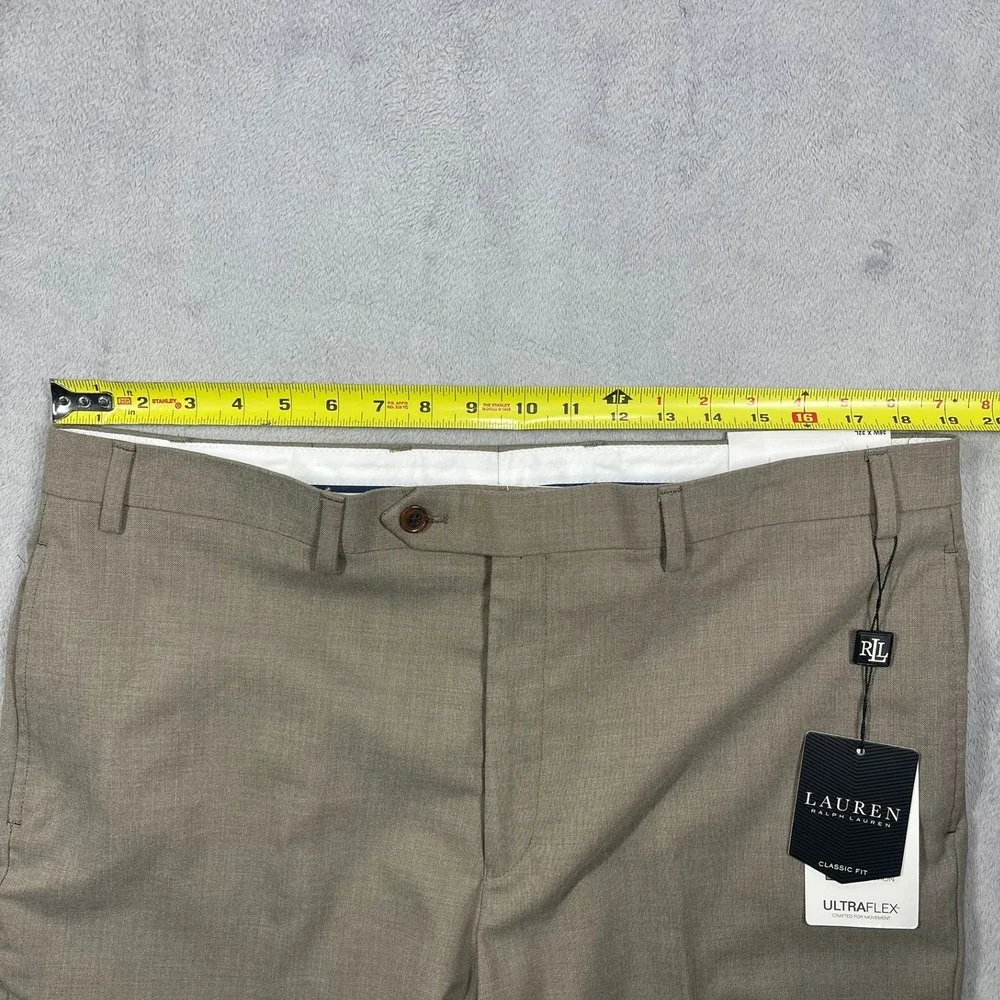 Lauren Ralph Lauren UltraFlex Classic Fit Pleated Dress Pants Tan 38x32 NWT